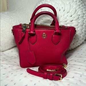 Tory Burch Pink Purse with Gold Accents